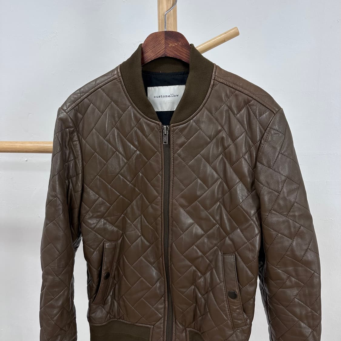 커스텀 멜로우 슬림핏 퀼팅 레더 블루종 100 (실90-95) J20 상품이미지2