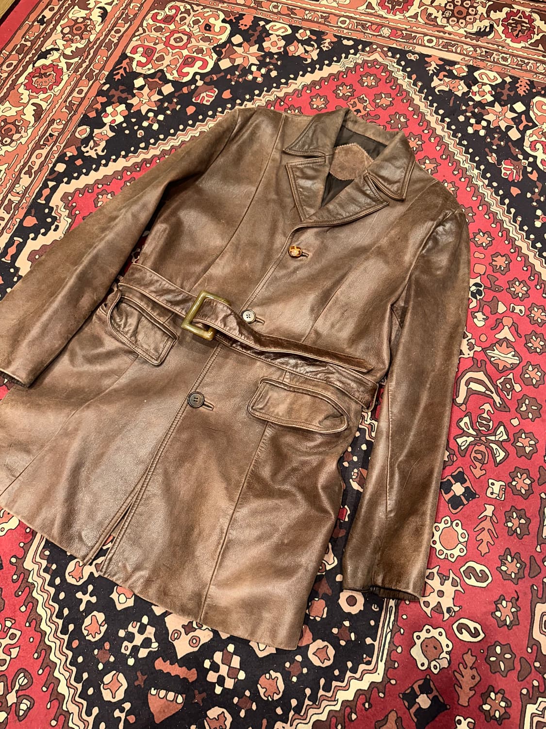 ( M-L ) 가죽코트 가죽카코트 워크웨어 아메카지 가죽자켓 상품이미지5