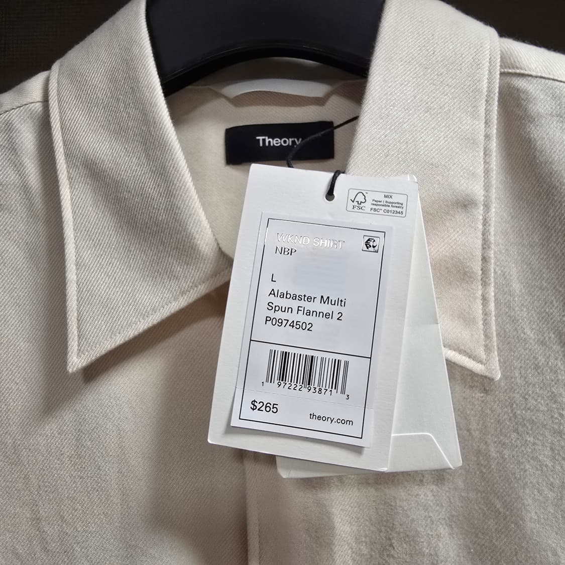 새제품]띠어리 위켄드 플란넬 셔츠 / 아이보리 / L 상품이미지2