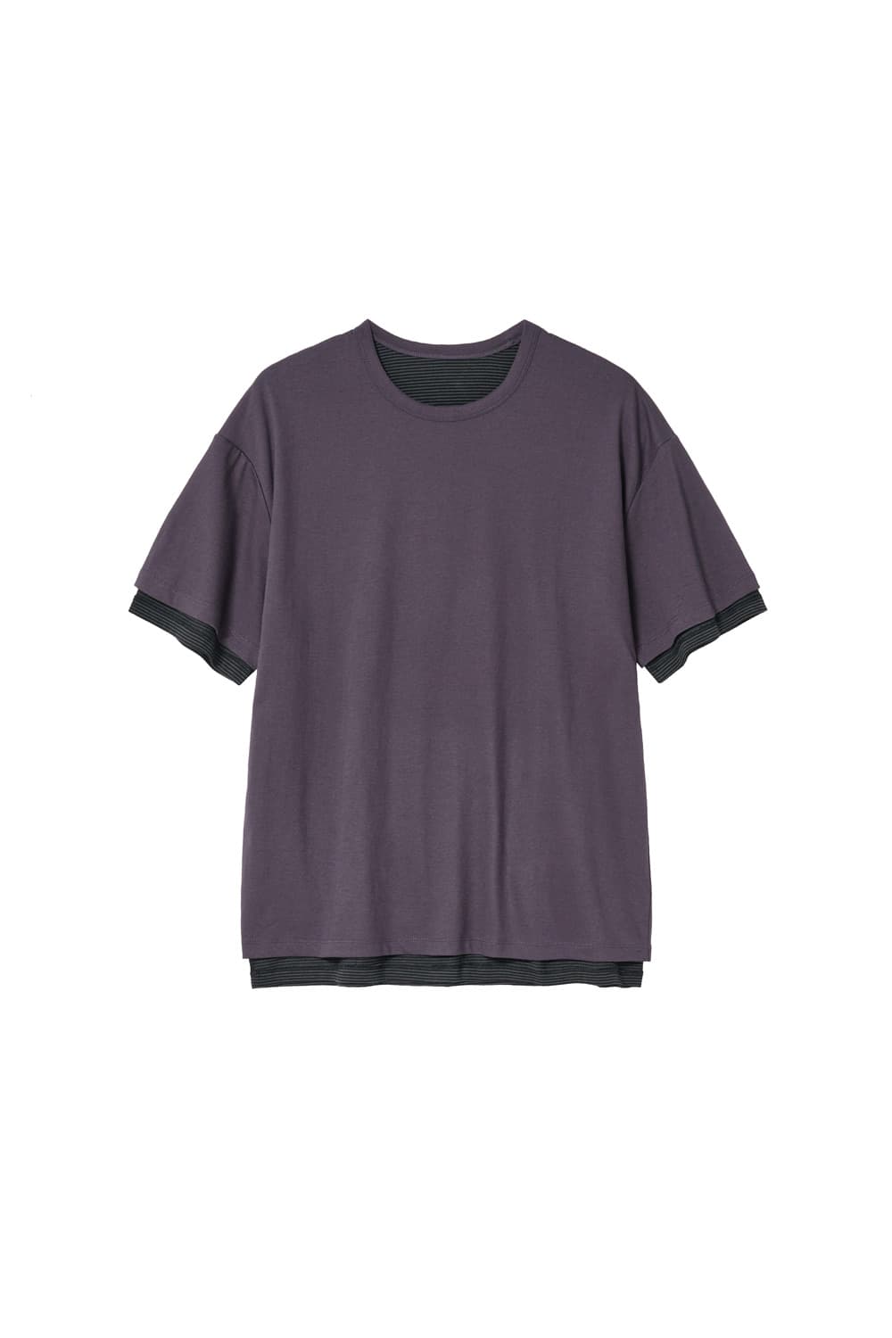 Two Face Stripe Tee 1/2 Purple Charcoal 상품이미지1