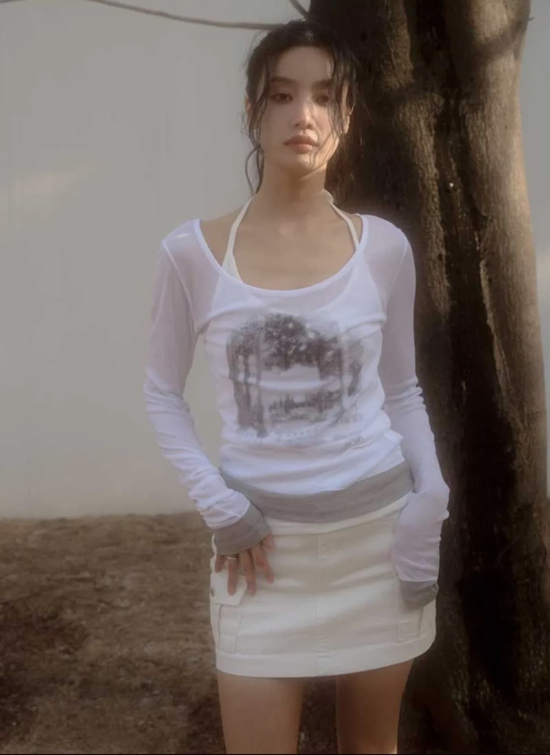 애즈온 FOREST LAYERED T WHITE 상품이미지1