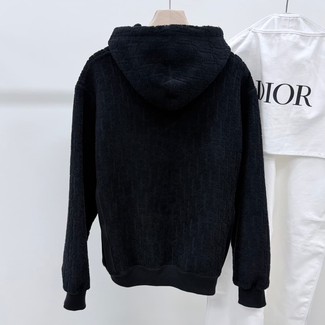 [S+급/XL] 25SS 디올 오블리크 코튼 테리 후드티 블랙 상품이미지4