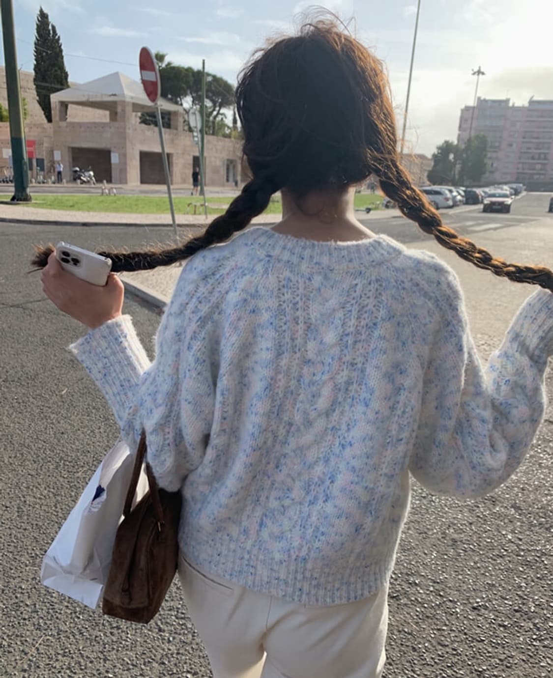 메이비베이비 디어리스트 벌스데이 케이블 알파카 니트 가디건 블루소다 상품이미지2