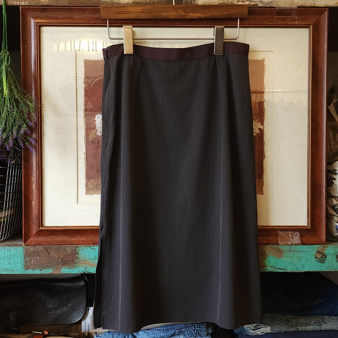 90s 랑방 빈티지 스커트 프렌치 사이드오픈 스커트 브라운 36 상품이미지2