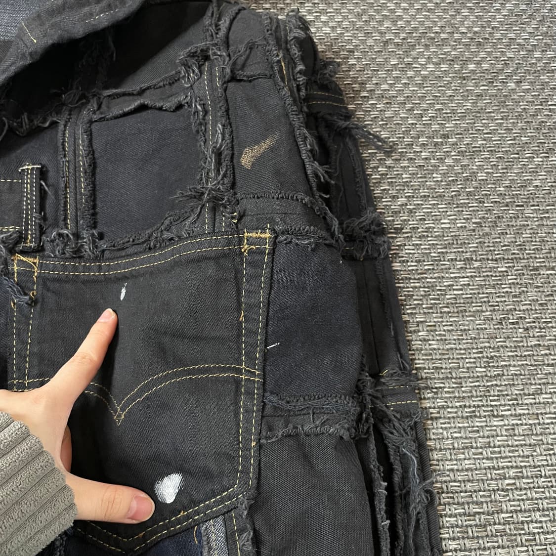 빈티지 블랙 리메이크 커스텀 후드 데님 자켓 상품이미지4