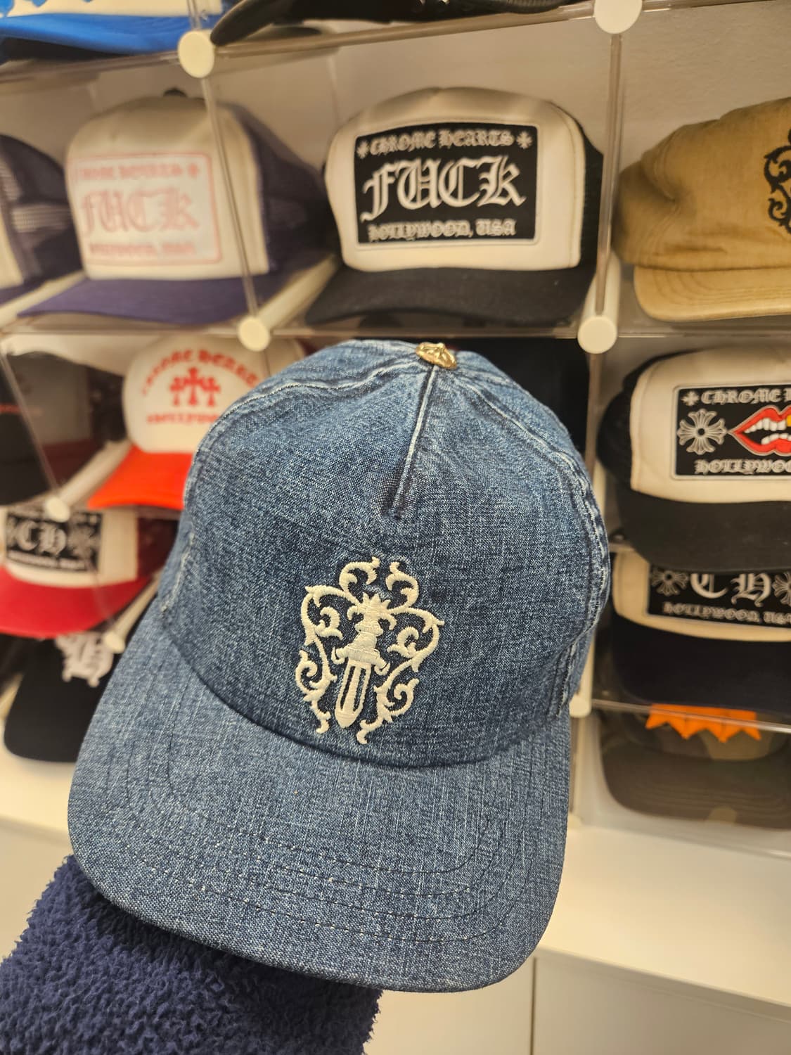 크롬하츠 정품 한정판 데님 캡 모자 상품이미지1