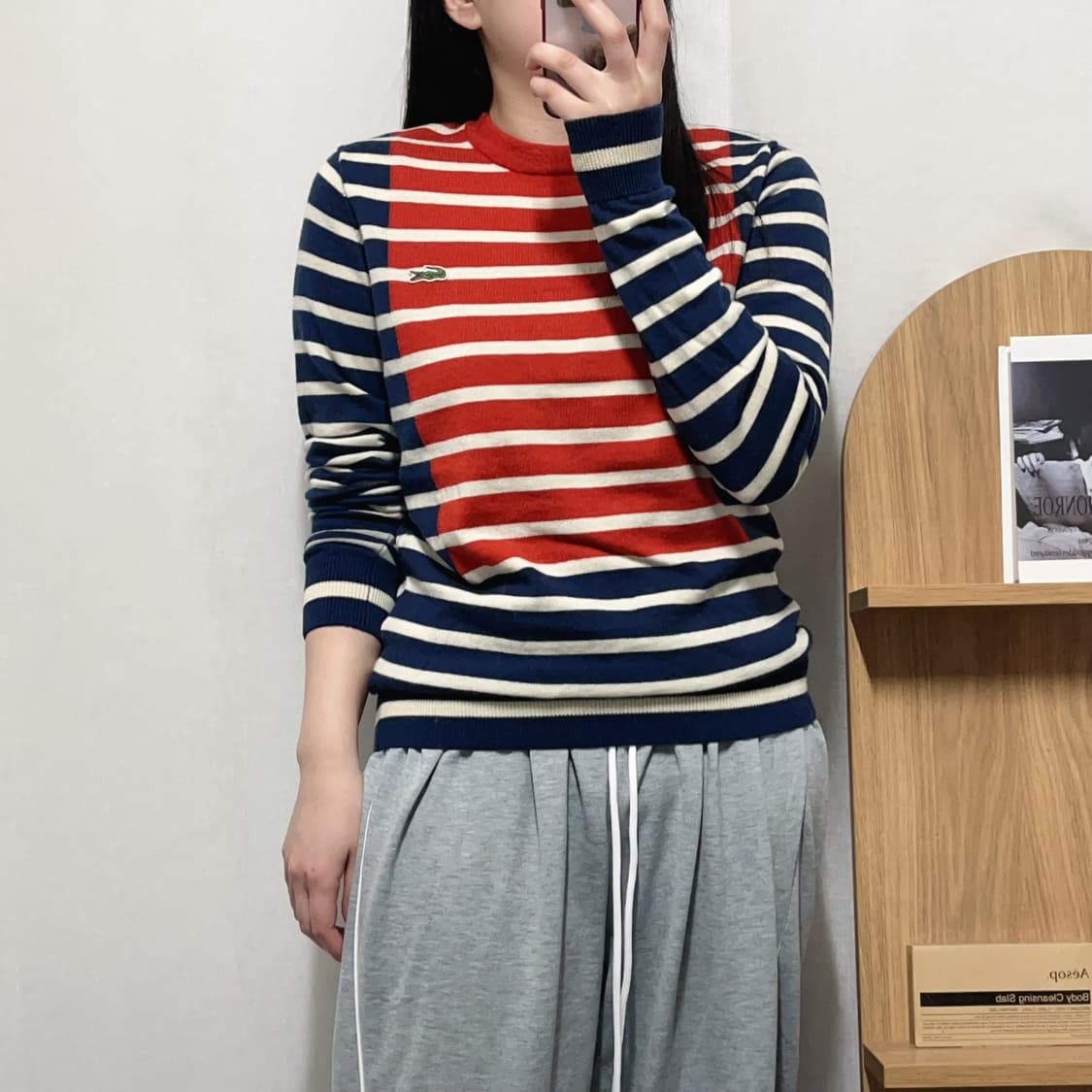 [정품] 라코스테 네이비오렌지 단가라 니트 [ 3 ] 상품이미지1