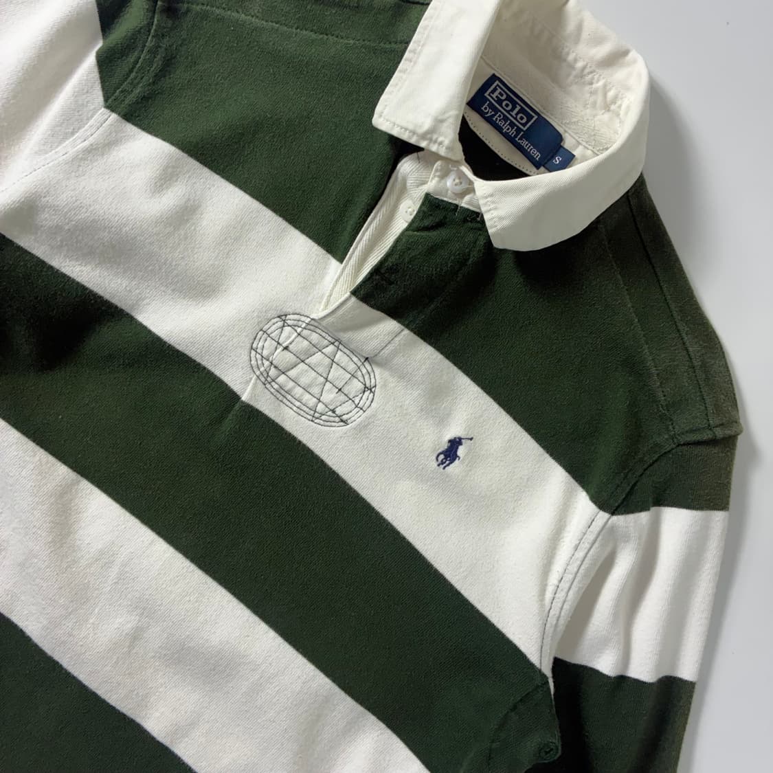 Polo  폴로 랄프로렌 자수 코튼 그린 스트라이프 럭비티  상품이미지3