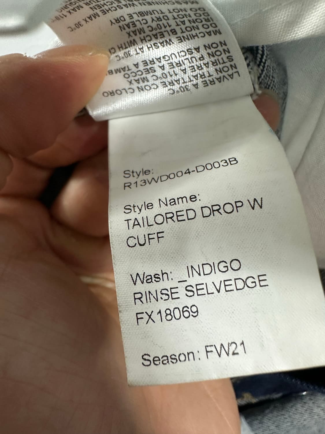 R13 테일러드 드롭 데님 팬츠 상품이미지5