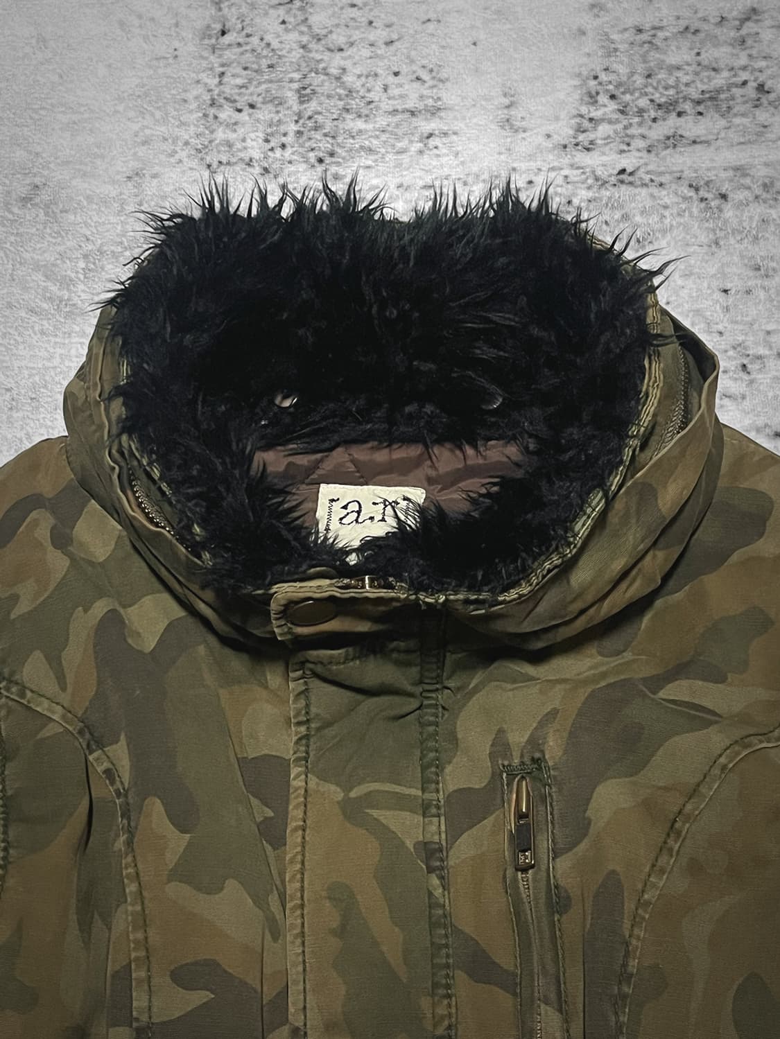 (a.r) 00s black fur military jacket  상품이미지2