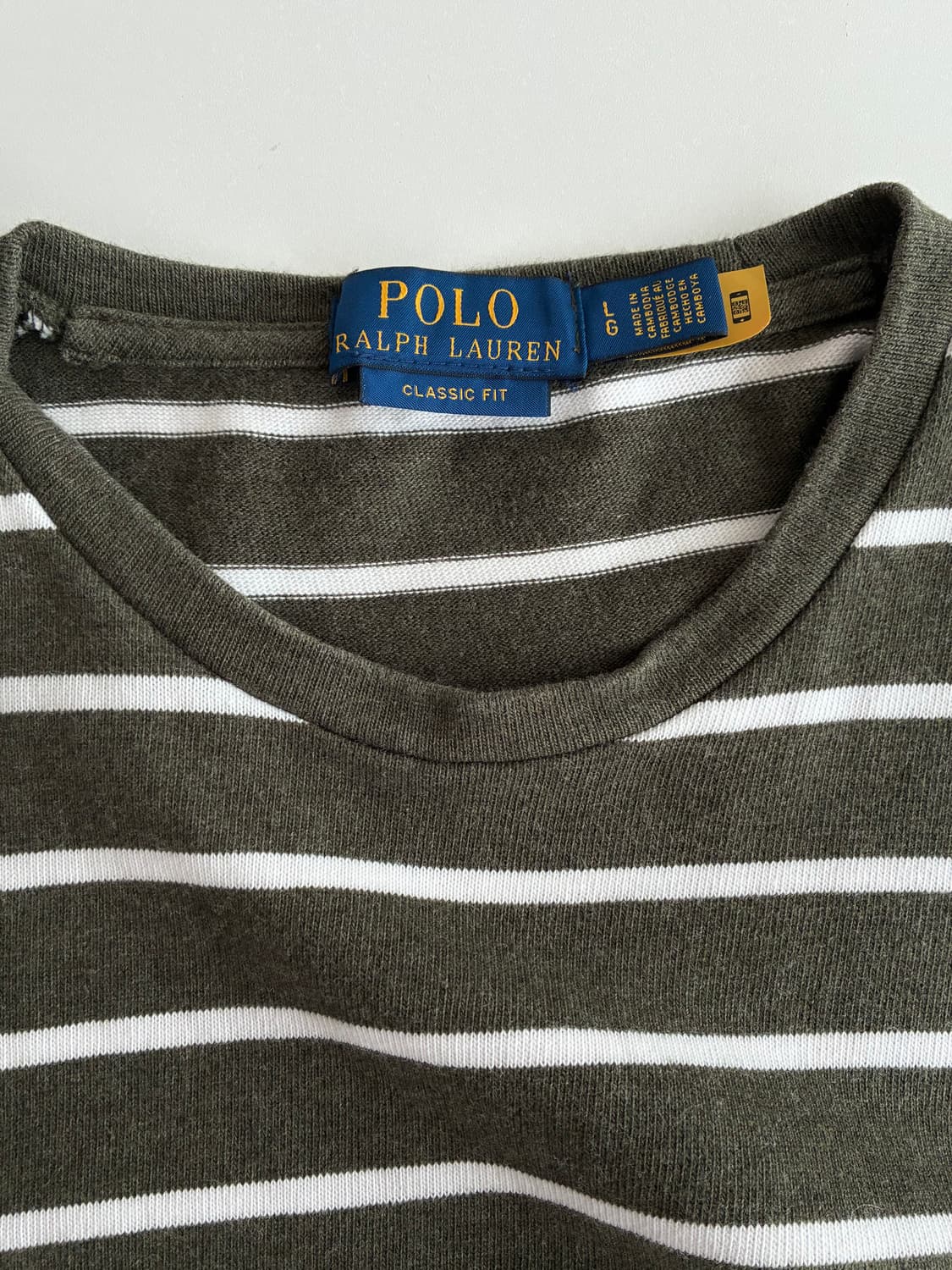 L) 폴로 랄프로렌 신형 스트라이프 반팔 티셔츠 카키 상품이미지4