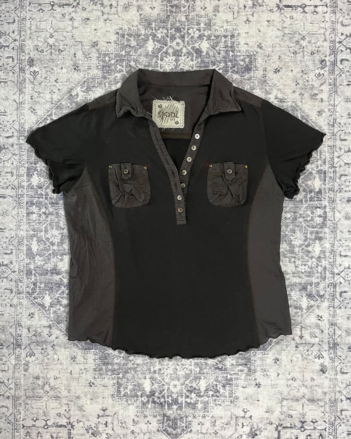 Grunge Vintage Button-Up Pocket T-shirts 상품이미지4