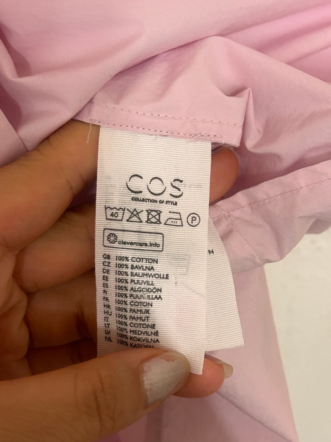 COS 코스 핑크색 코튼 셔츠 EUR 40 상품이미지6
