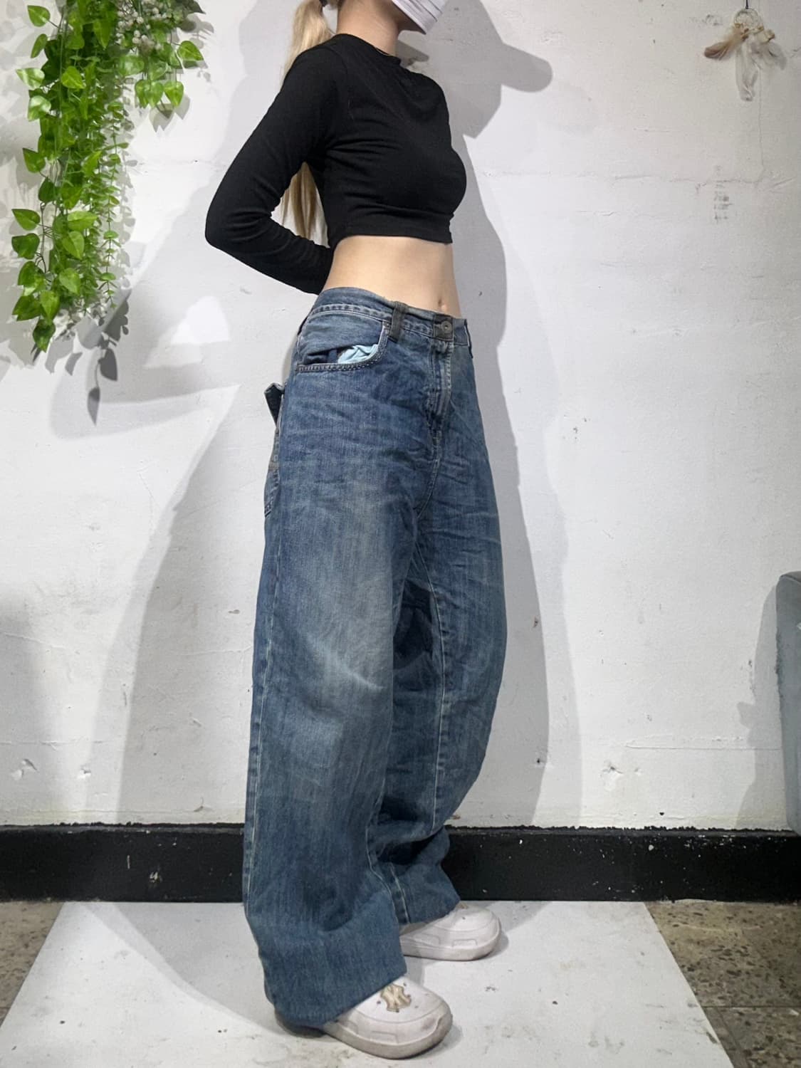 90s Mark ecko 중청 와이드 데미지 워싱 데님 팬츠 청바지 상품이미지1