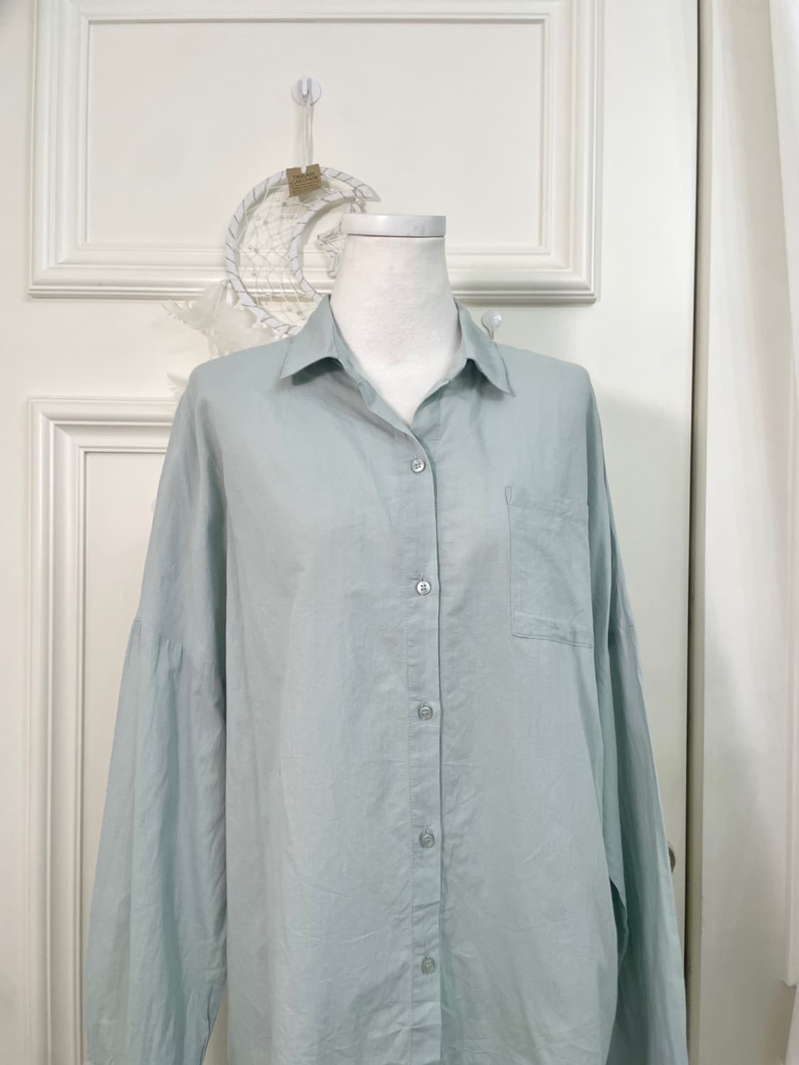 mute mint cotton loose shirt(size-L) 상품이미지5