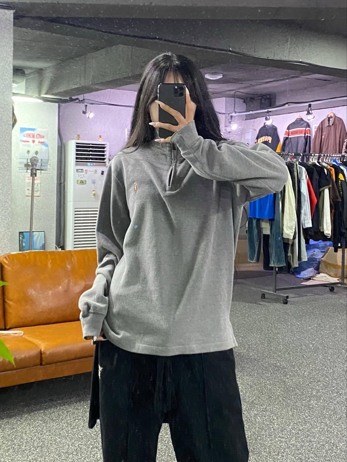 폴로 랄프로렌 포니자수 하프집업 그레이 B5154 상품이미지1