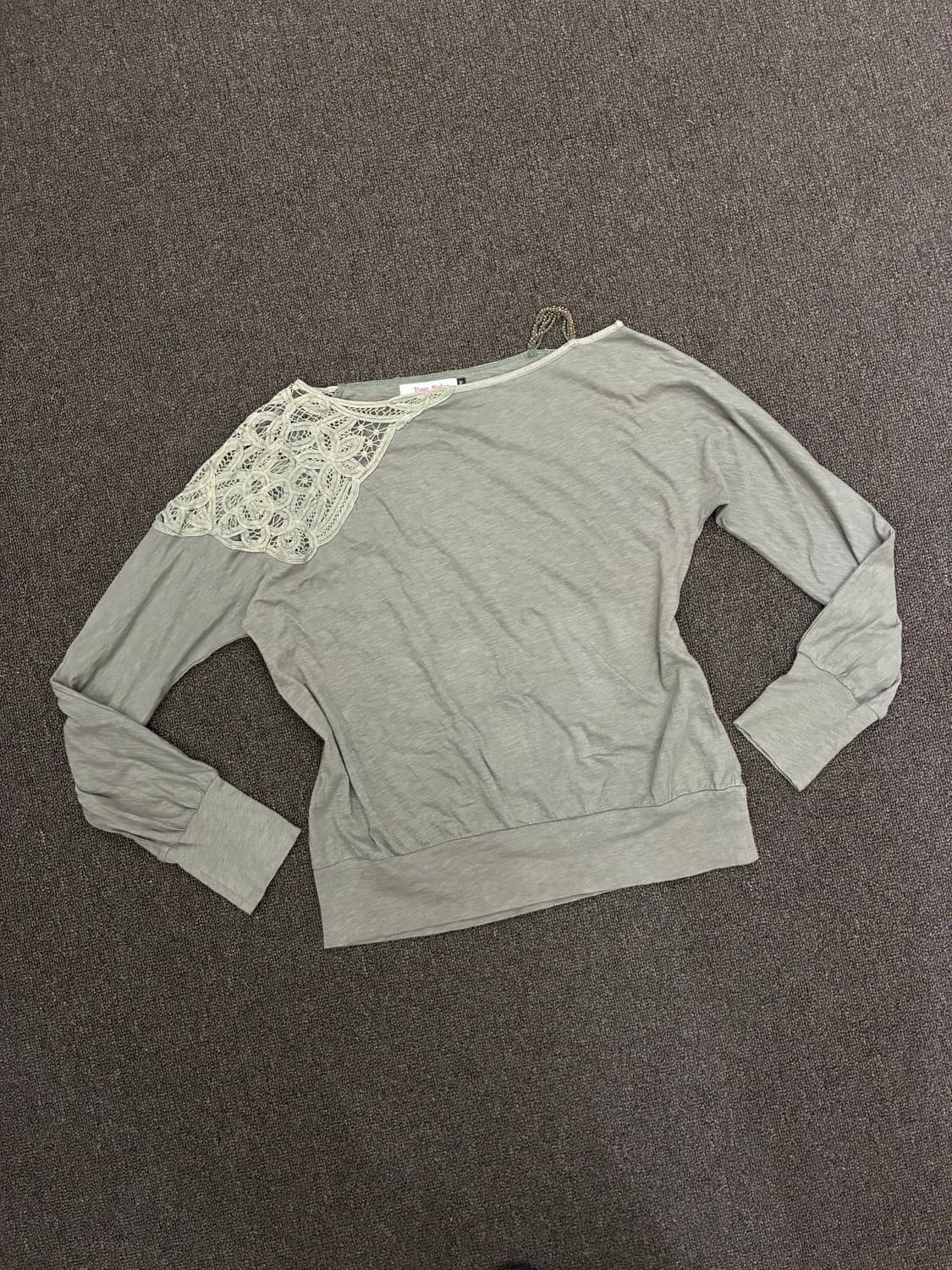 OS)Japanese vintage 여성 꽃 레이스 디테일 오프숄더 롱슬 상품이미지2