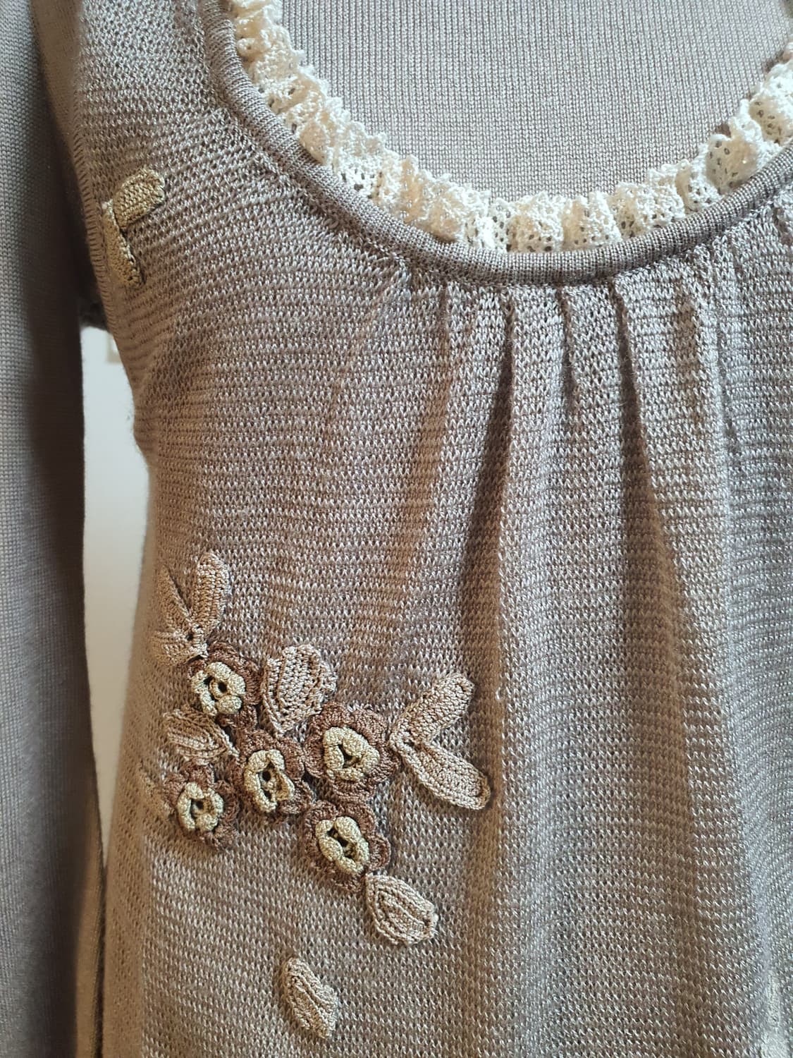 [모리걸] 레이스 장식 여성 니트 긴팔 티셔츠 상품이미지3