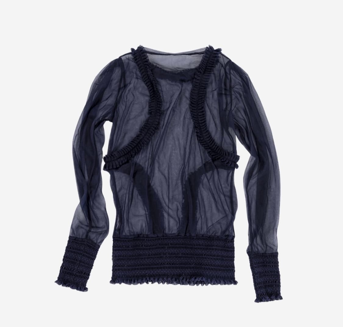 울리카 상투스 메쉬 스웻셔츠 네이비 pleated navy 상품이미지1