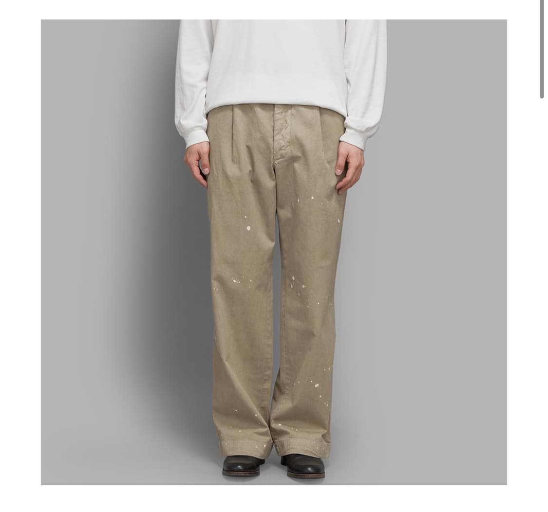 [4]26ss 오라리 가먼츠다이 원턱 치노팬츠 베이지 (와이드핏 상품이미지1