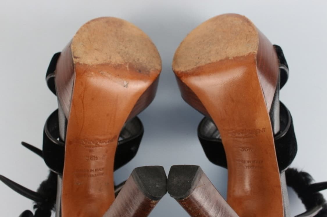 YSL 퍼 샌들 힐 상품이미지6