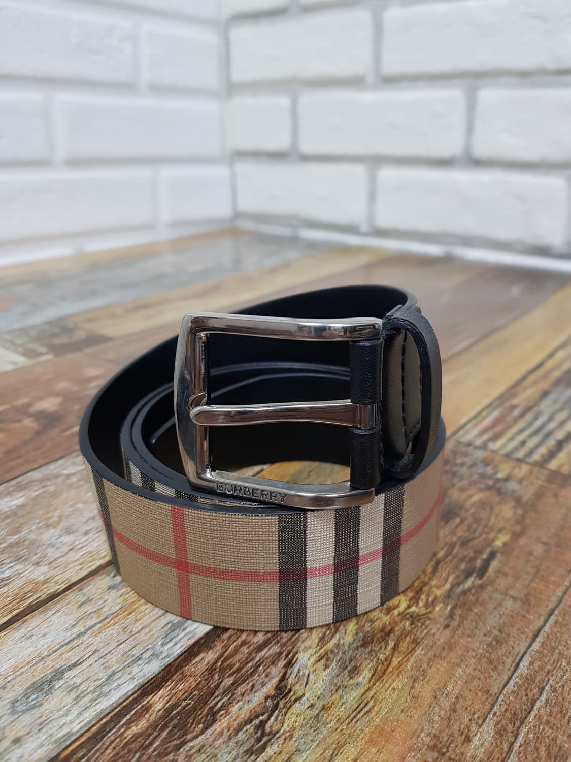 [36~40/정품] 버버리 체크레더 남성벨트 상품이미지1