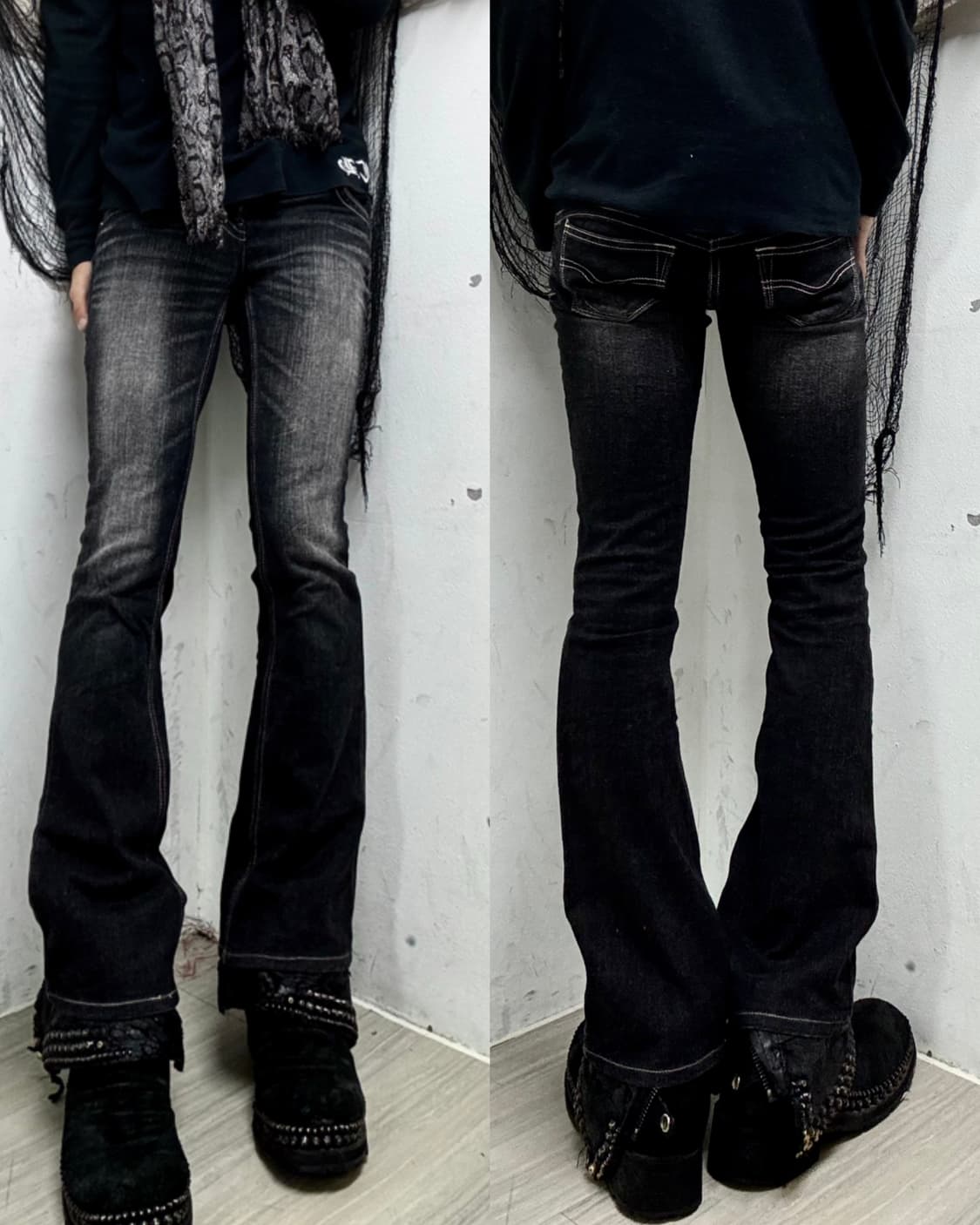 [G-Seventeen]Y2K Black Boots-Cut Washed  상품이미지1