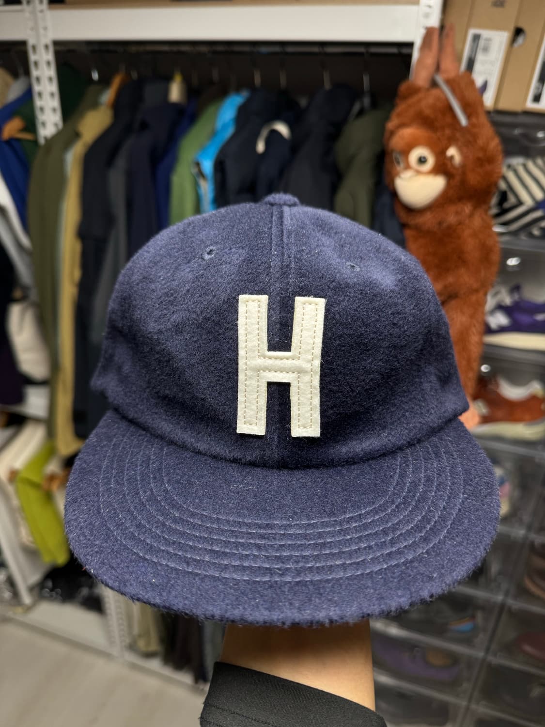 처칠롬퍼 H - 6 PANNEL WOOL CAP NAVY 상품이미지1