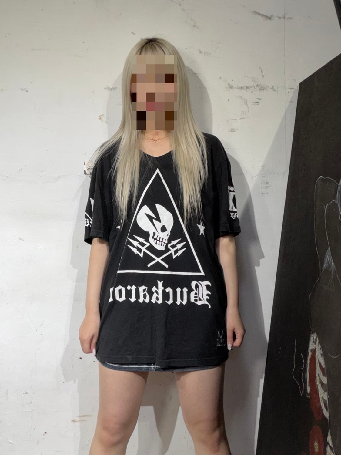 버카루 해골 프린팅 펑크 락티 반팔 티셔츠 L 상품이미지1