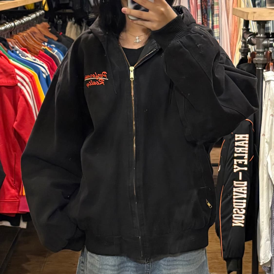 [HI] 트라이마운틴 레이싱 자수 워크자켓 블랙 상품이미지1