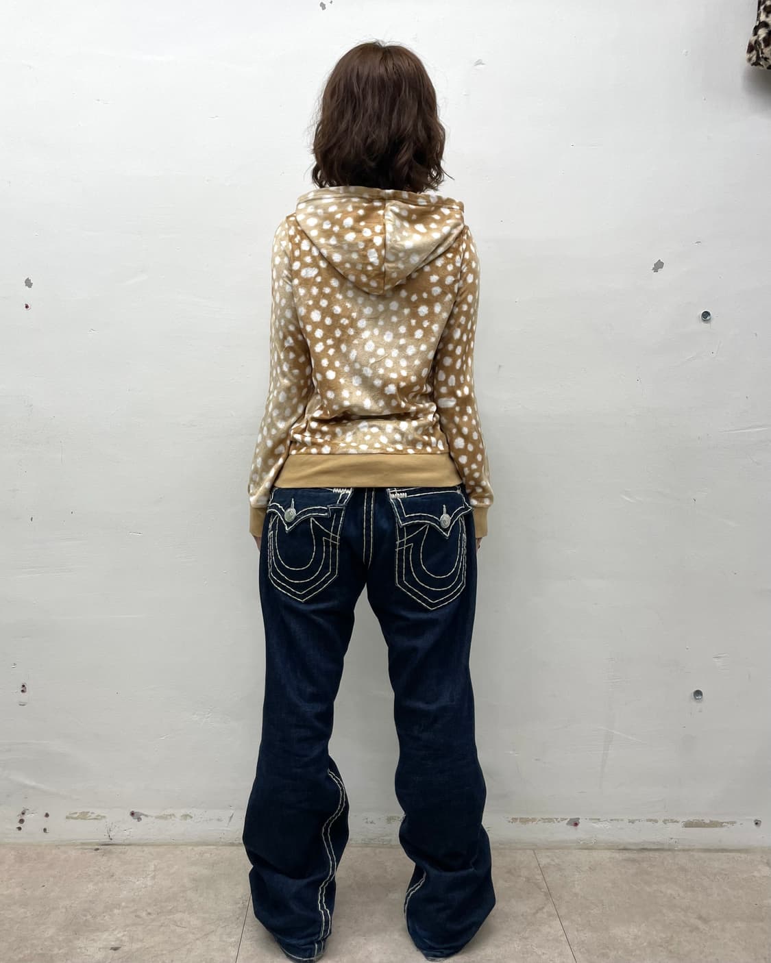 Brown Dot Fur Hooded Zip-Up 상품이미지5
