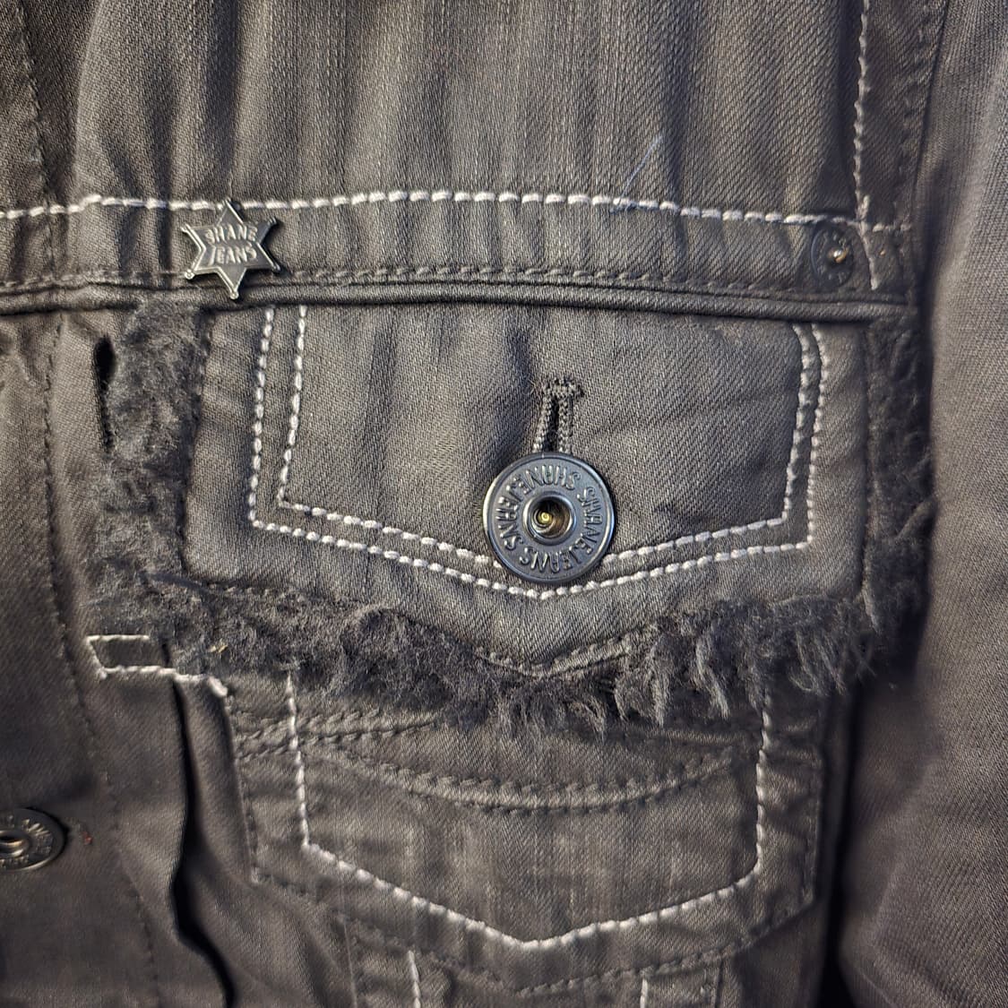 SHANE JEANS 쉐르파 웨스턴  블랙 데님 트러커  상품이미지6