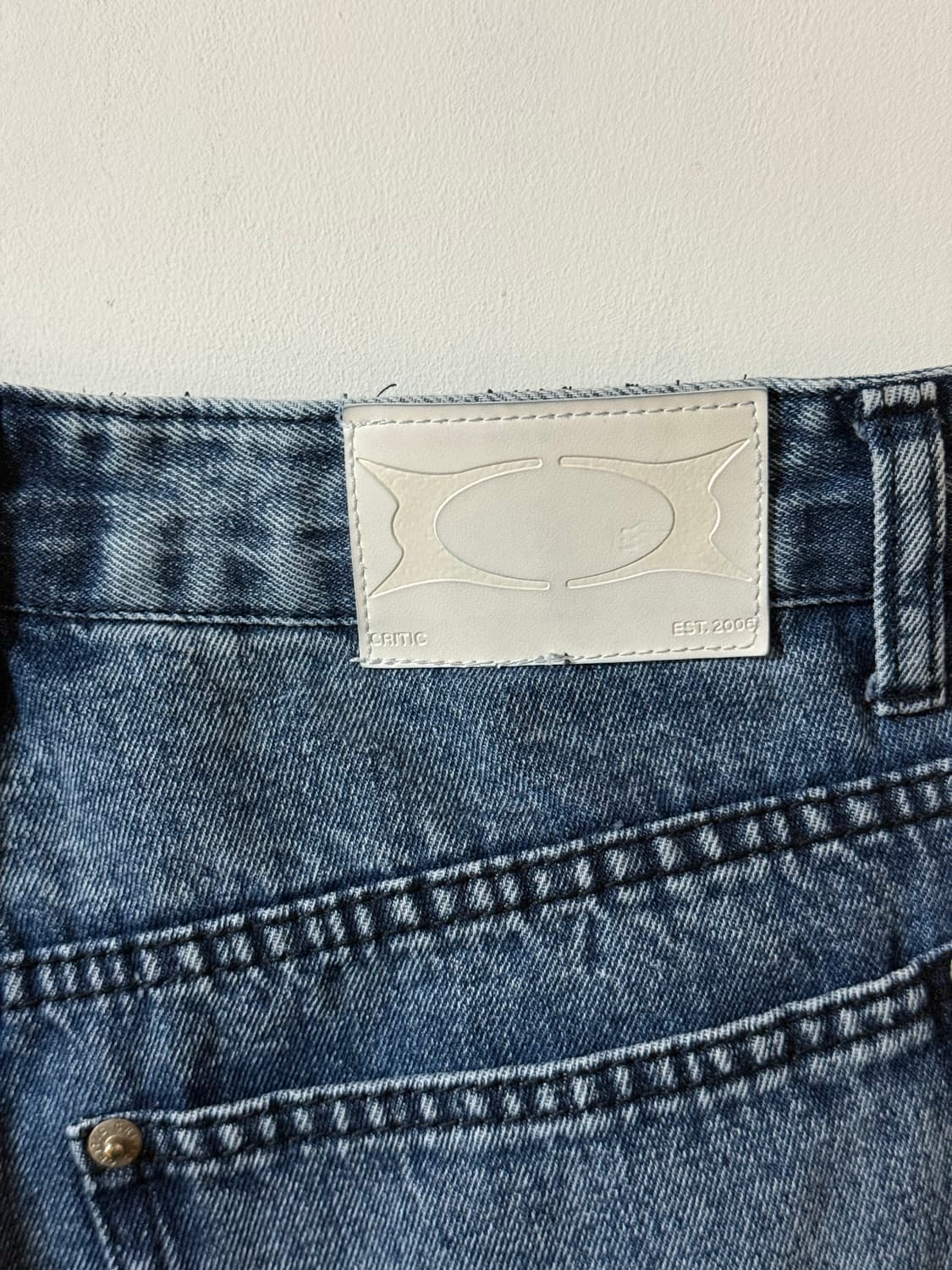 크리틱 절개 투톤 패널 와이드 데님 청바지 M 상품이미지4