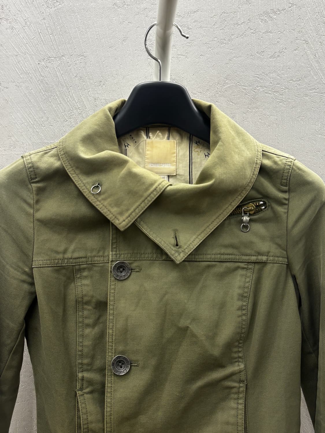 DIESEL 디젤 올리브 그린 코튼 재킷 XS 상품이미지3