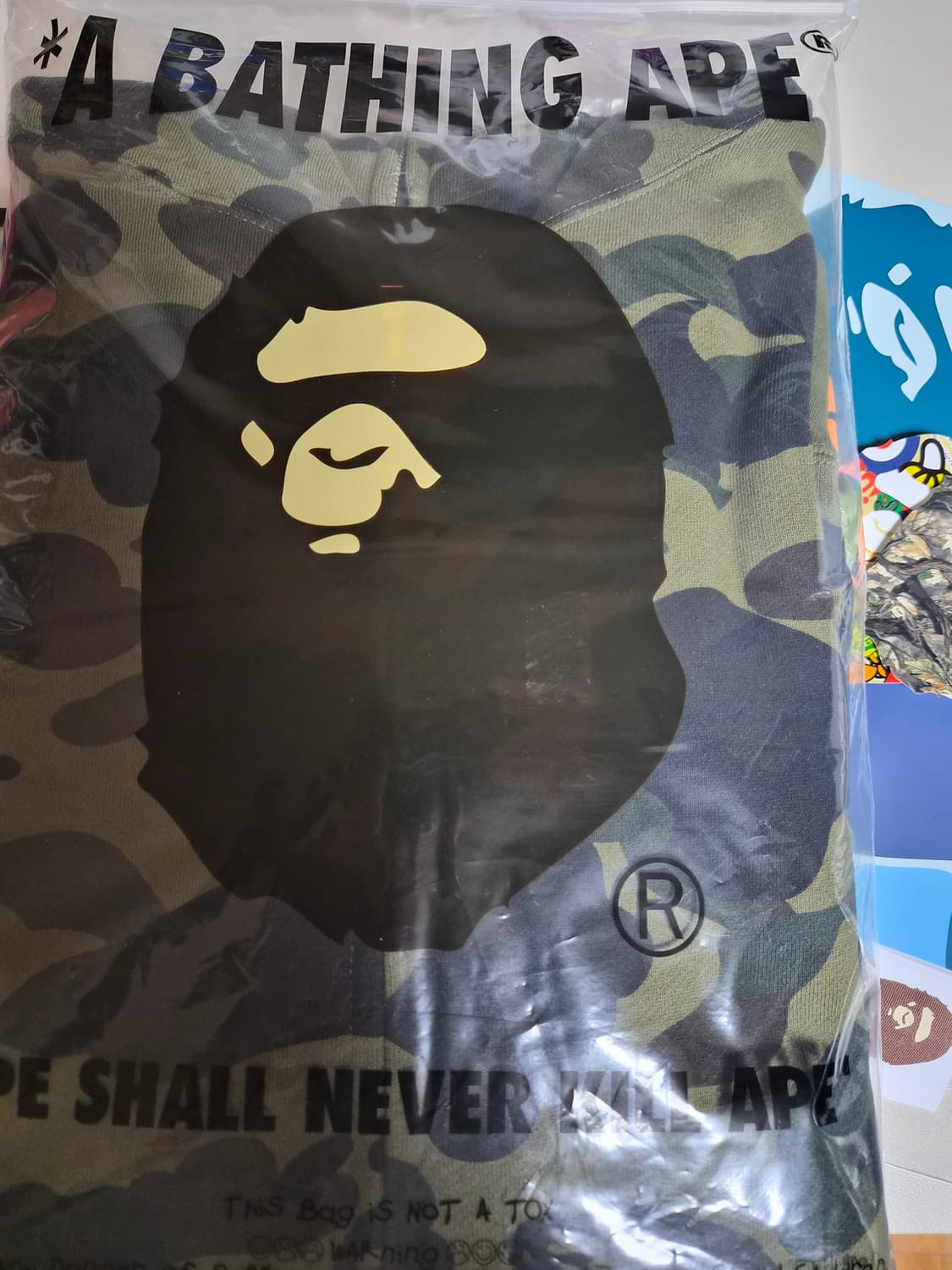 베이프 정품 XL 퍼스트카모 샤크후드 녹계 그린카모 상품이미지5