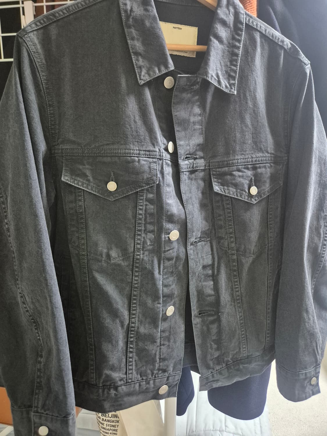 포터리 데님 트러커자켓 워시드블랙 사이즈1 상품이미지2
