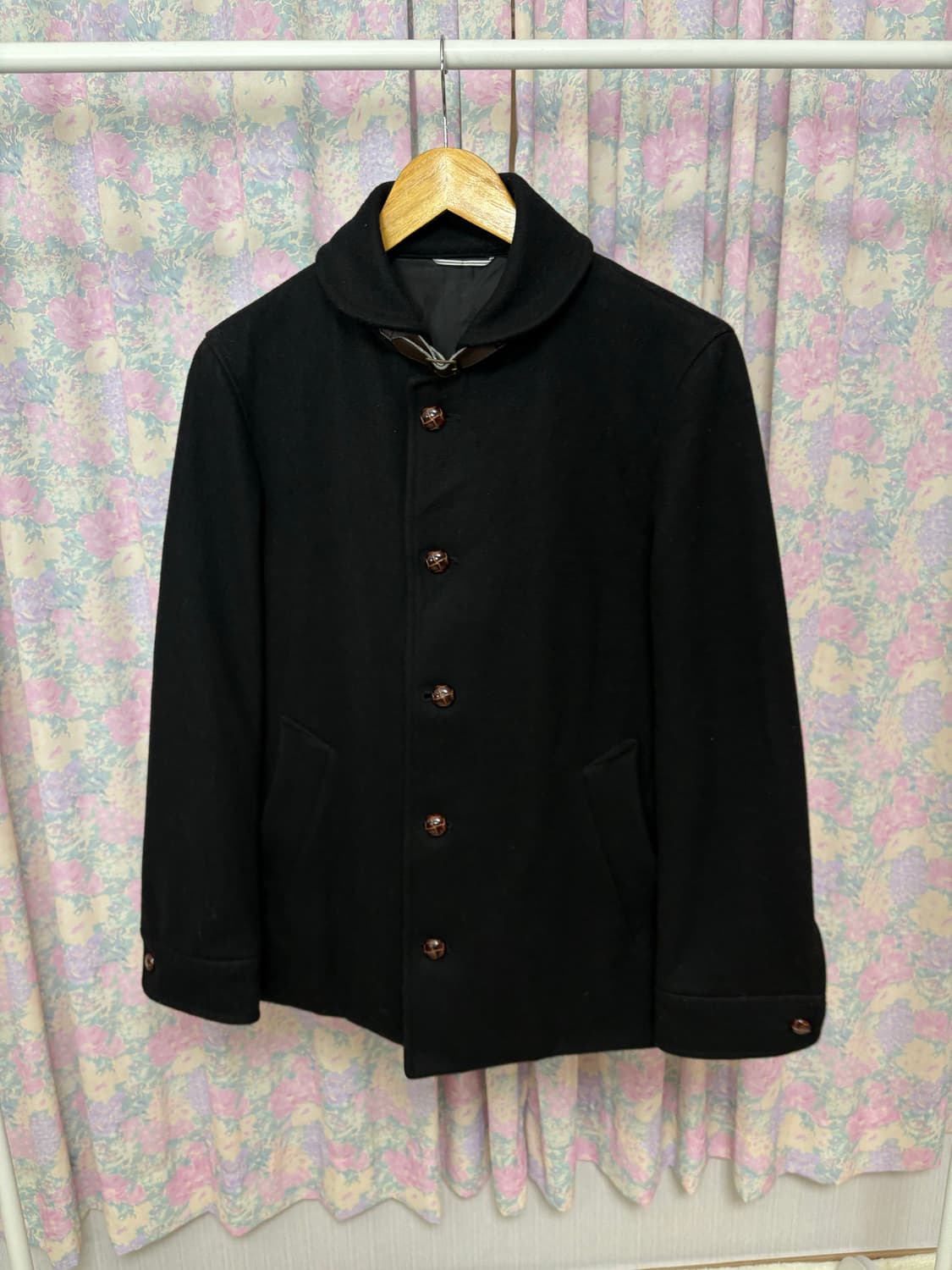 블랙 울 미디 코트 상품이미지4