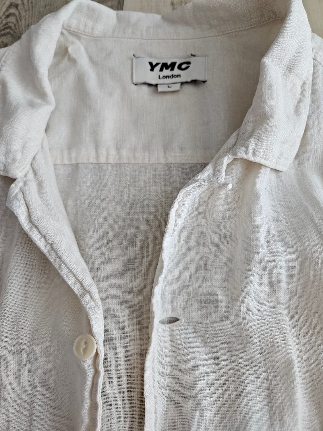 (L)YMC 린넨 반팔셔츠 화이트 상품이미지2