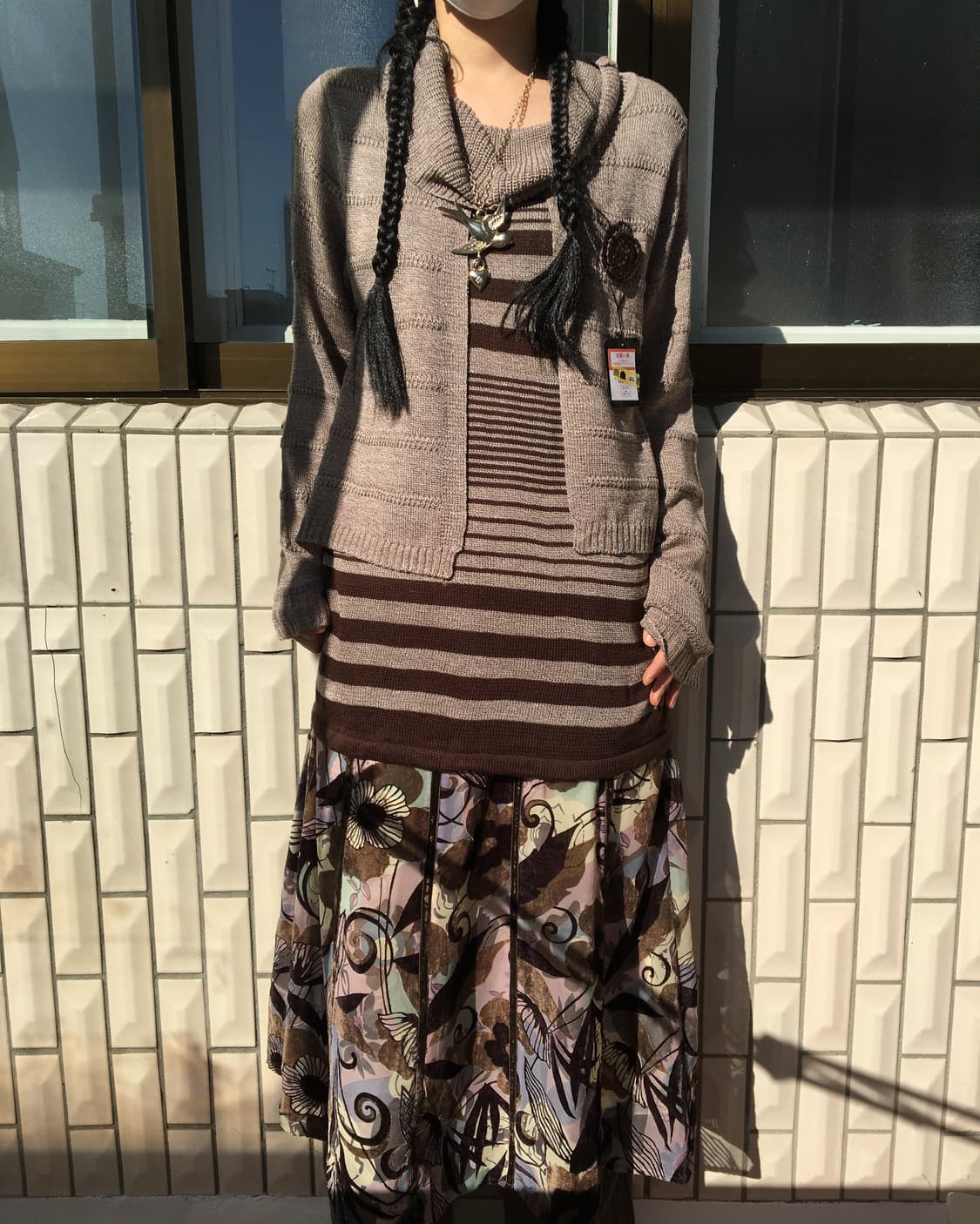 Pattern line detail valvet skirt 상품이미지5