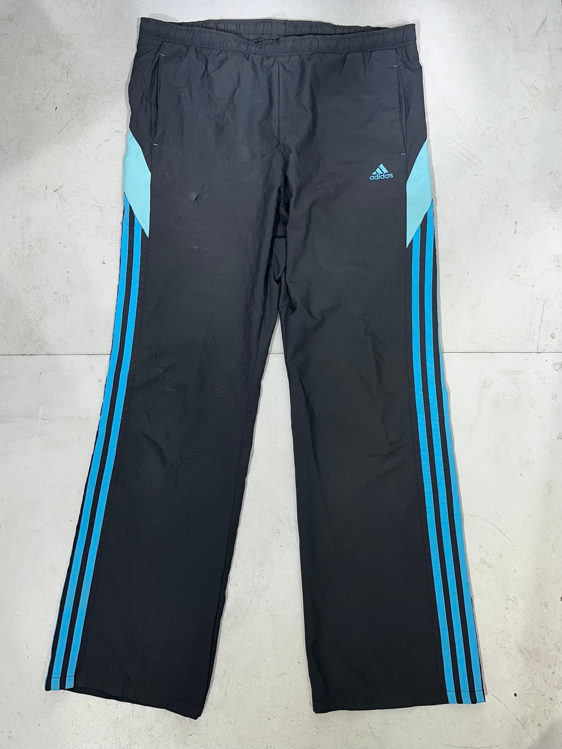 아디다스 차콜 블루 삼선 와이드 트랙 팬츠 L 상품이미지4