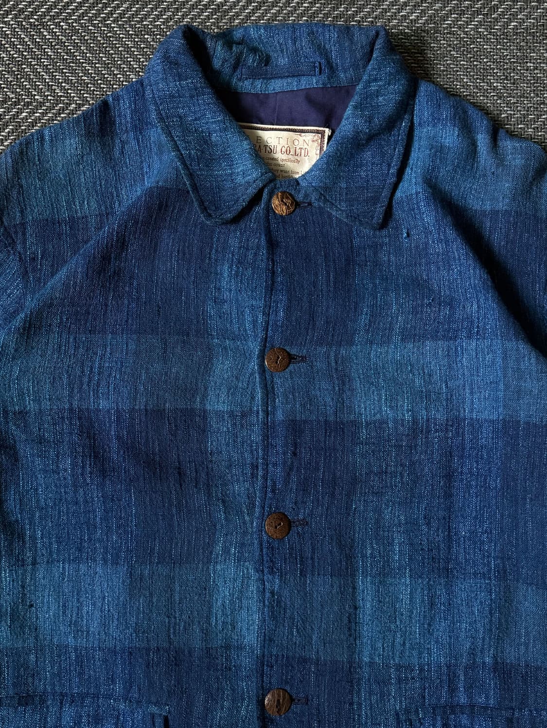 90s MENS BA-TSU 체크 인디고 블루 워크 자켓 (105) 상품이미지2