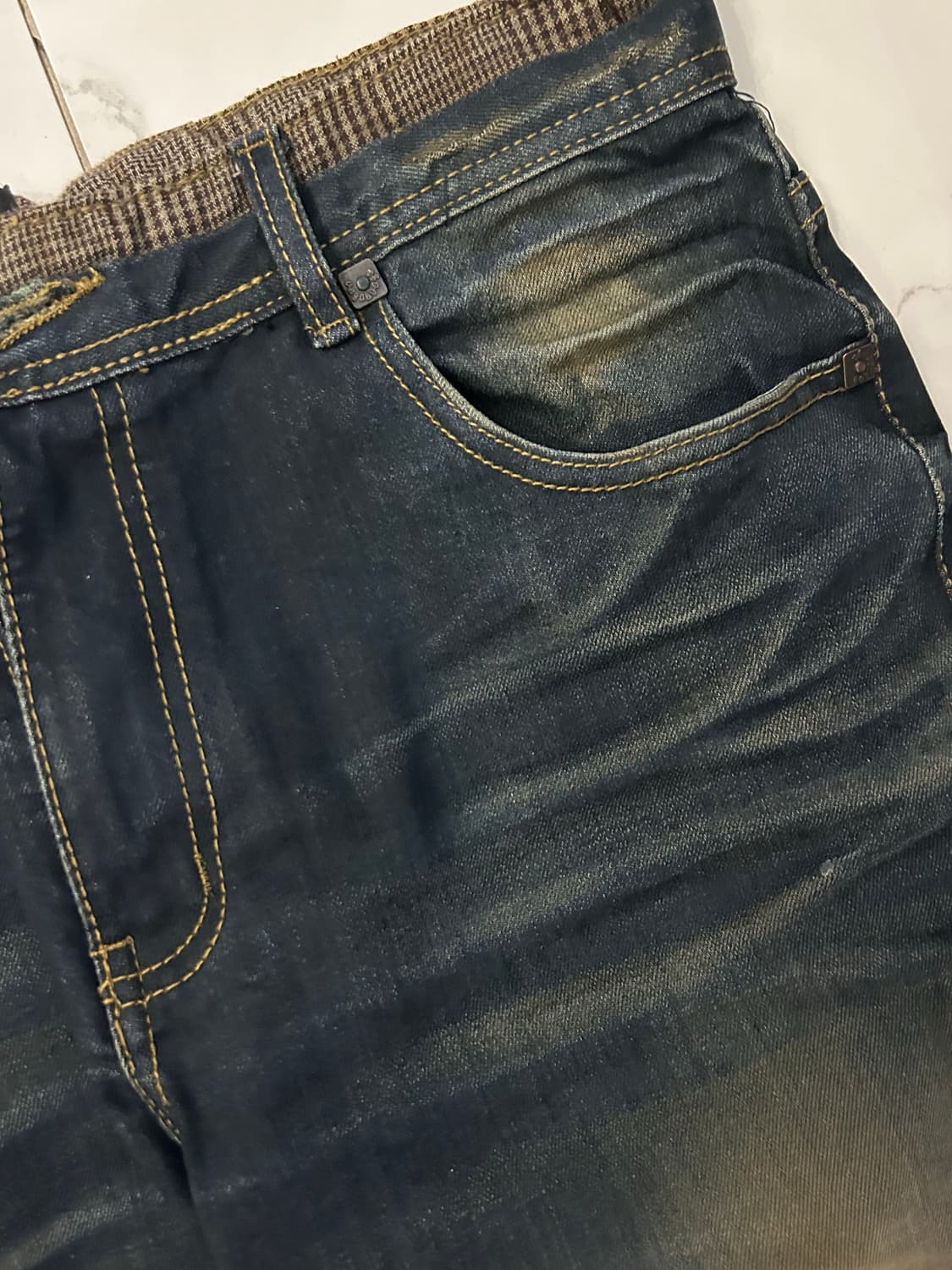 빈티지 워싱 체크패턴 디테일 팬츠 상품이미지3