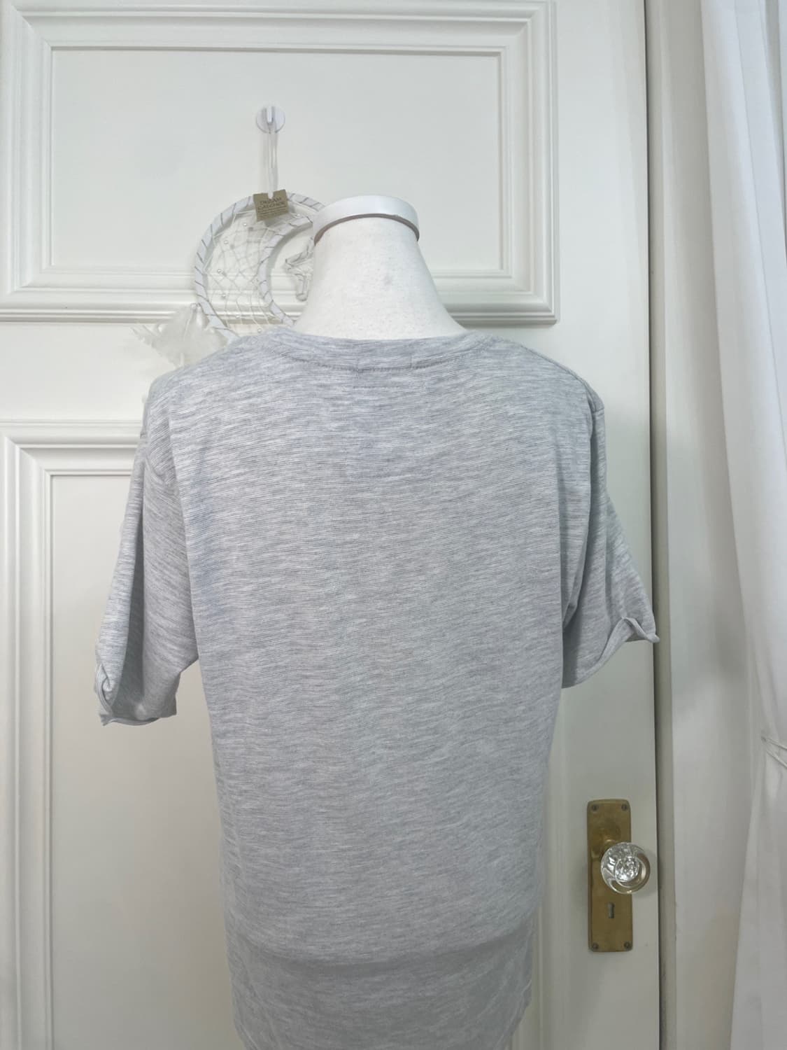 melange gray chain embroidery v-neck top 상품이미지4