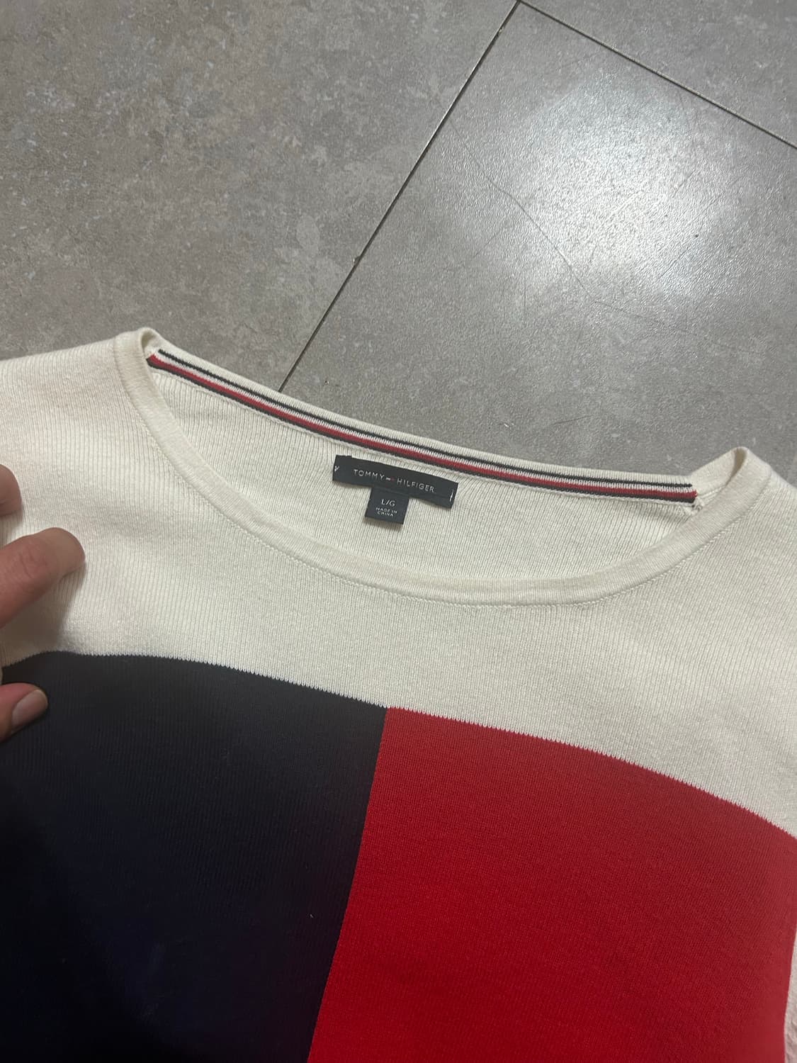 타미 걸즈  컬러블록   빈티지 코튼 니트  55size  상품이미지3