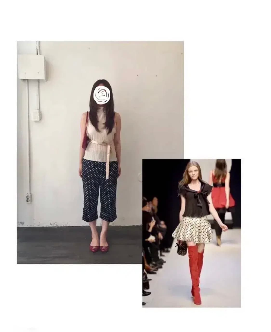 빈티지 도트 7부 팬츠 코디셋세트 지구네 카모메산장 차일드 미라이클립 상품이미지1