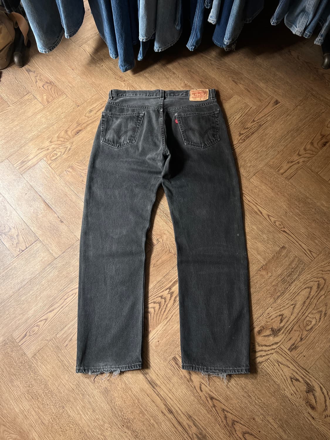 [36]00's 리바이스 505 빈티지 워싱 흑청 데님 팬츠 상품이미지2