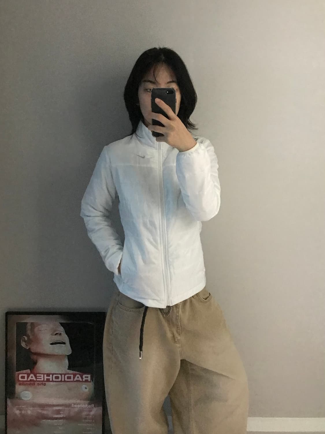 나이키 00년대 올드스쿨 은색 스우시 화이트 경량패딩 상품이미지3