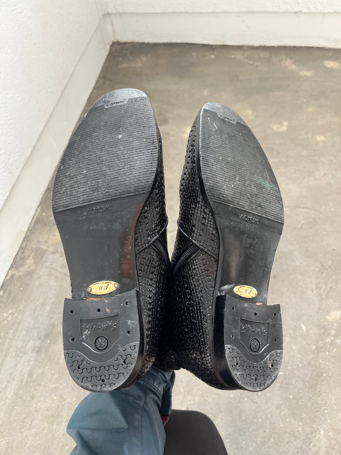 Vintage 위빙텍스쳐 레더 앵클부츠 상품이미지6