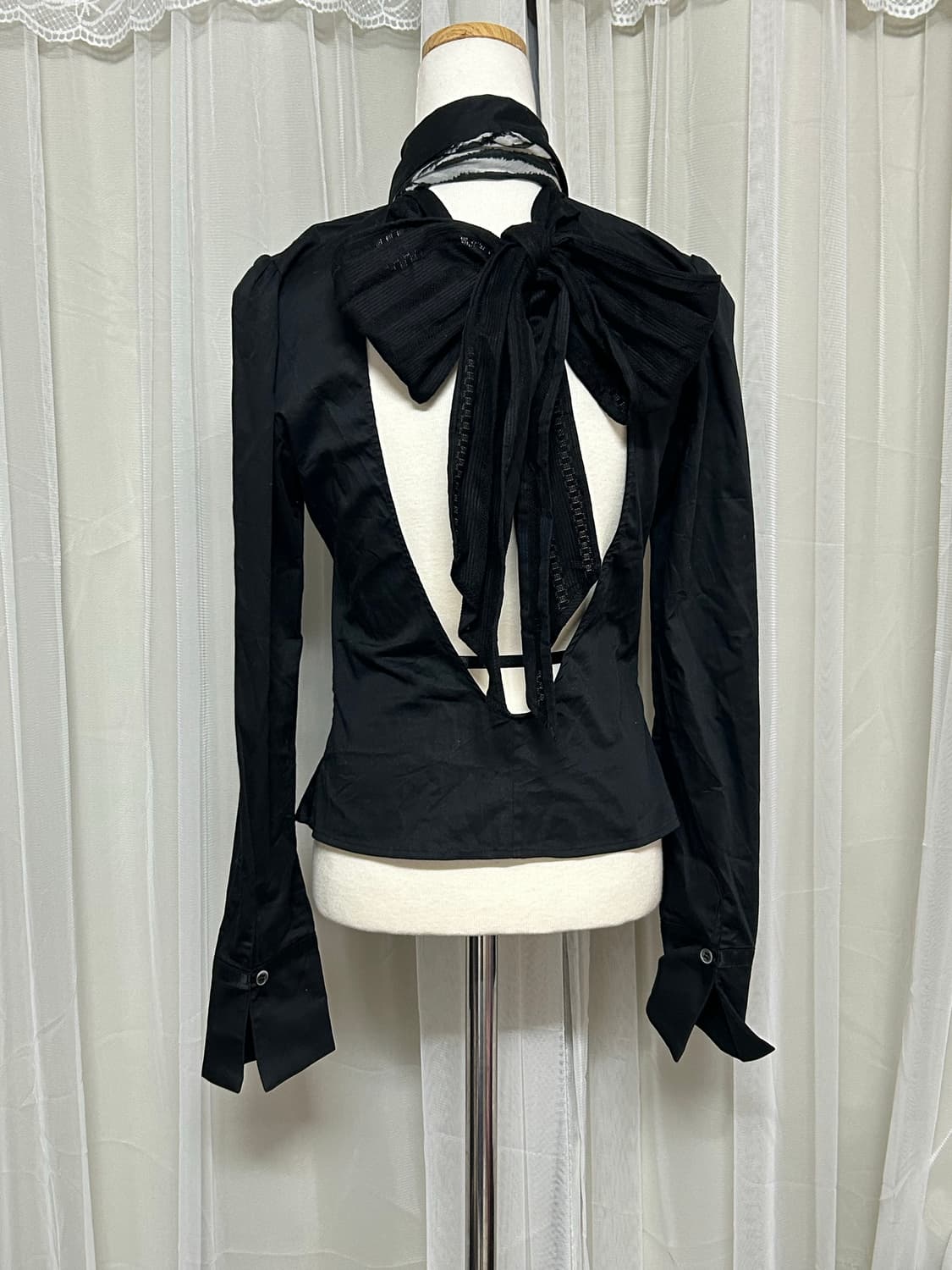 뒷트임 셔츠 리본블라우스 고스 고딕 갸루 긱시크 펑크 상품이미지1