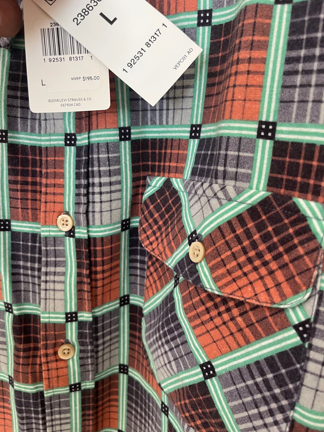 리바이스빈티지클로딩 lvc1950 숏혼 민트그린  셔츠 L사이즈 상품이미지3